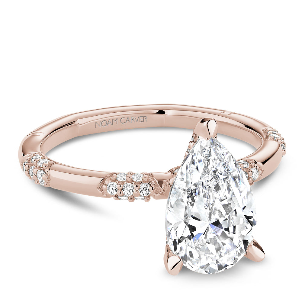 Noam Carver Rose Gold Contemporary Station Style Diamond Engagement Ring