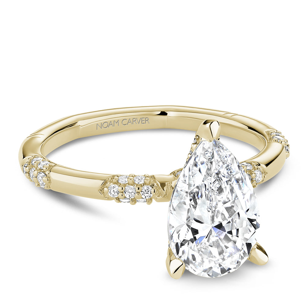 Noam Carver Yellow Gold Contemporary Station Style Diamond Engagement Ring