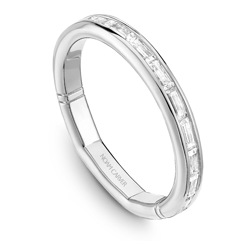 Noam Carver White Gold Contemporary East-West Baguette Diamond Wedding Band with Euro Shank