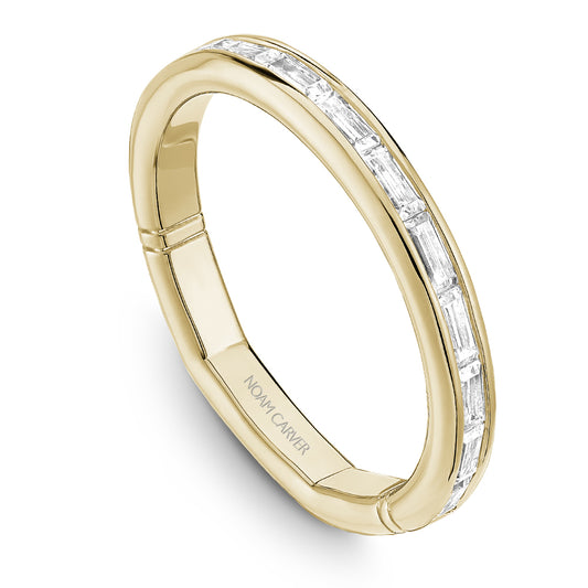 Noam Carver Yellow Gold Contemporary East-West Baguette Diamond Wedding Band with Euro Shank