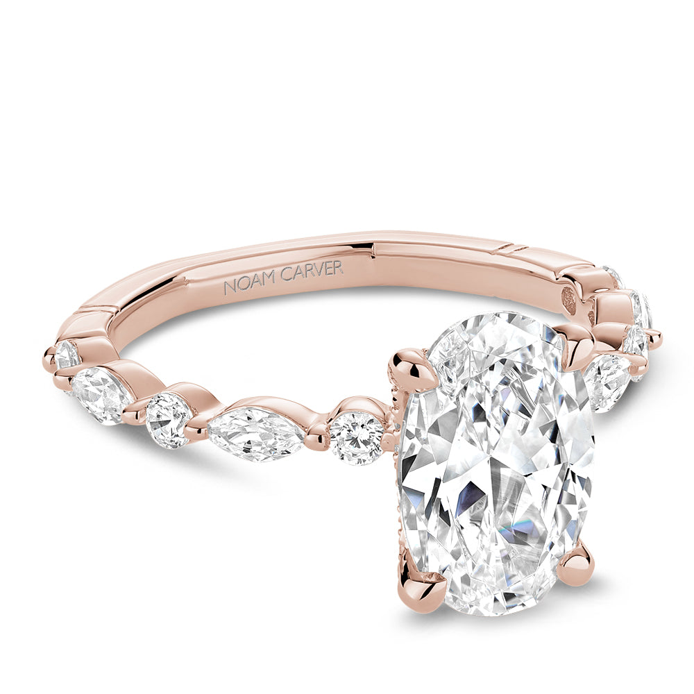 Noam Carver Rose Gold Marquise & Round Diamond Euro Shank Engagement Ring