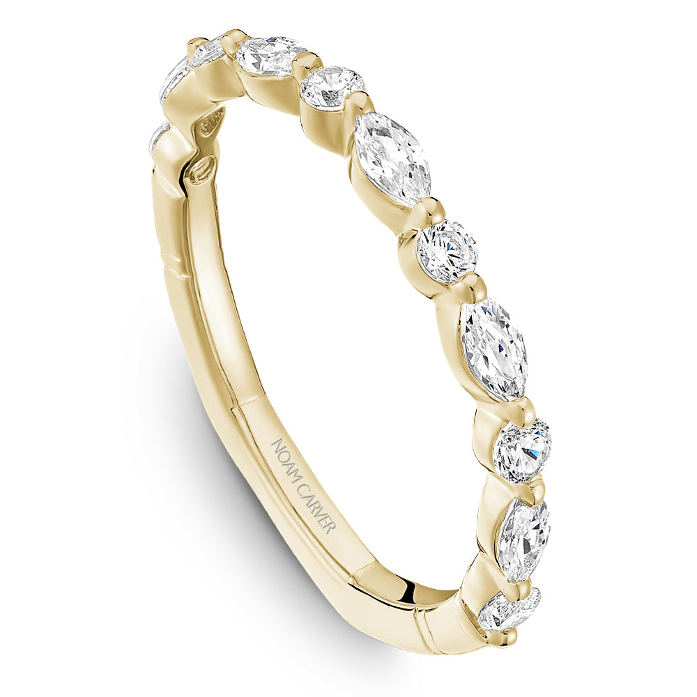 Noam Carver Yellow Gold Marquise & Round Cut Wedding Band