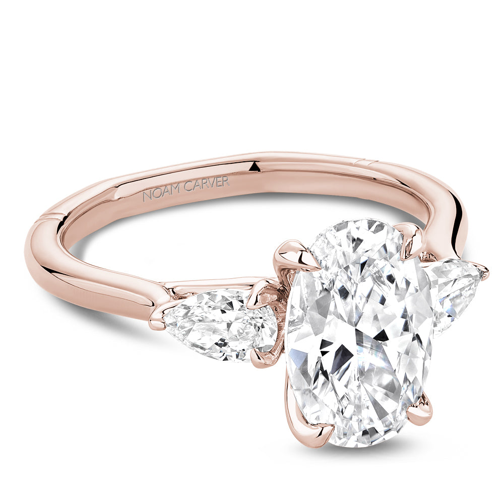Noam Carver Atelier A092-02 engagement ring in rose gold with oval center diamond and 0.50ctw pear side diamonds