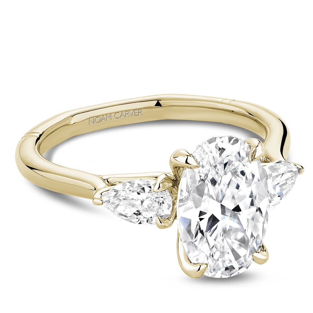 Noam Carver Atelier A092-02 engagement ring in yellow gold with oval center diamond and 0.50ctw pear side diamonds