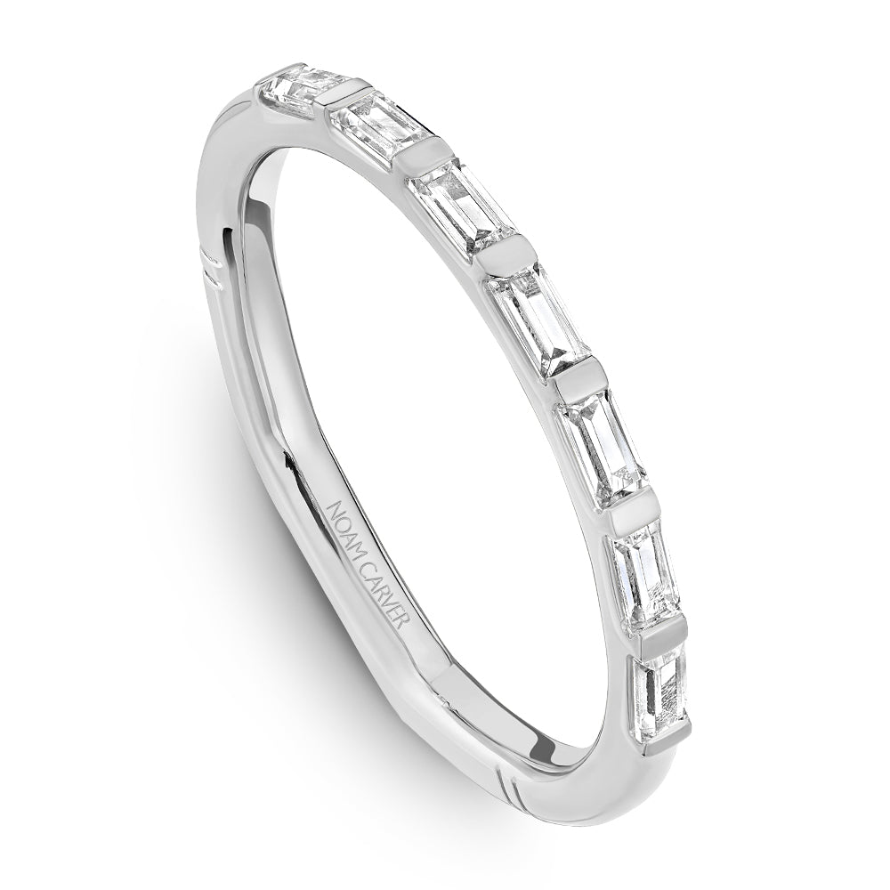 Noam Carver White Gold East-West Diamond Baguette Wedding Band with Euro Shank
