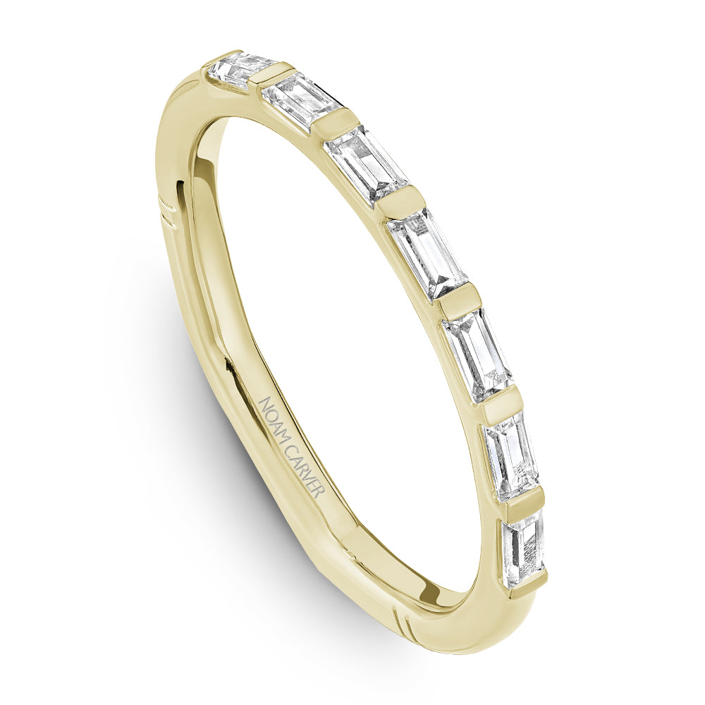 Noam Carver Yellow Gold East-West Diamond Baguette Wedding Band with Euro Shank