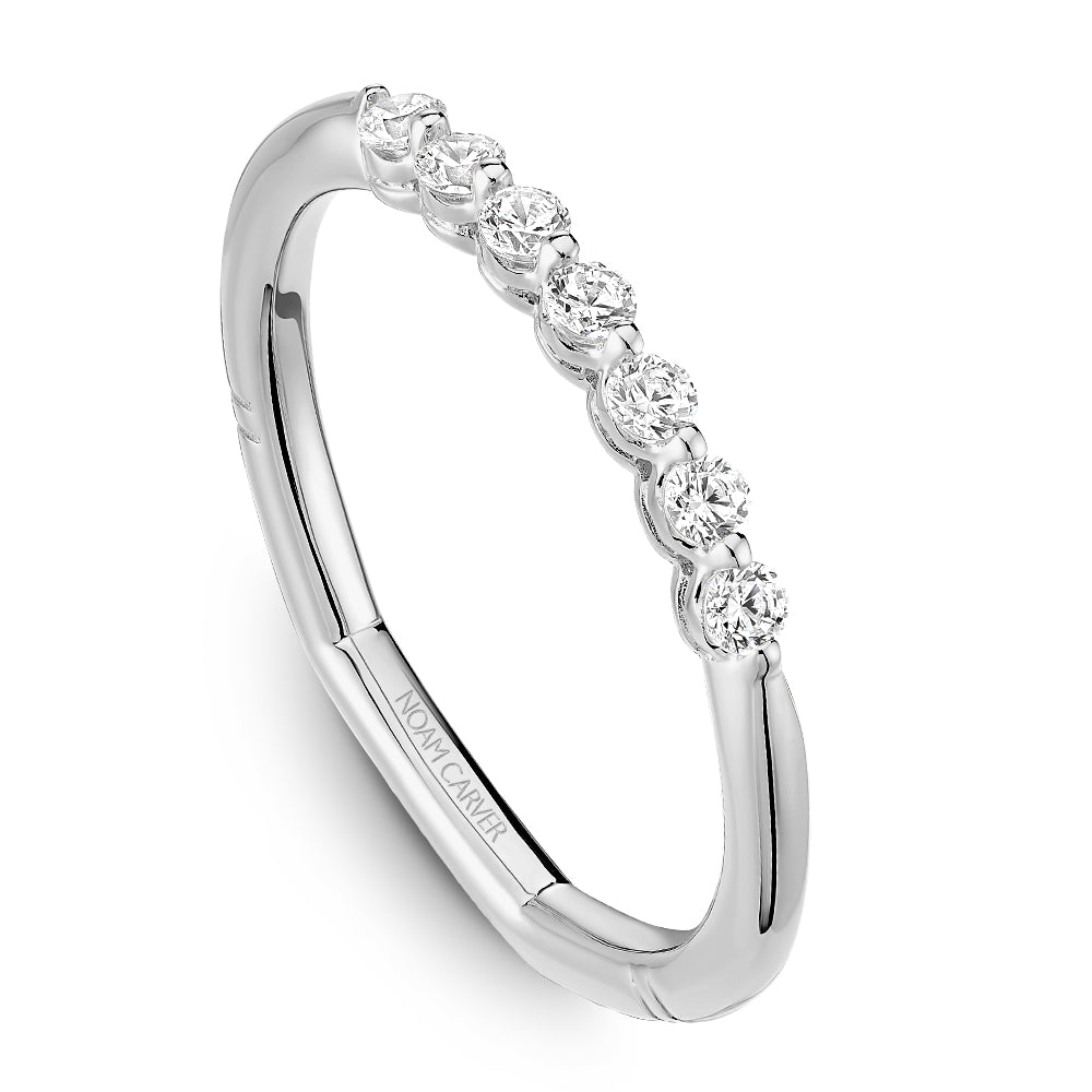 Noam Carver White Gold Seven Diamond Shared Prong Wedding Band
