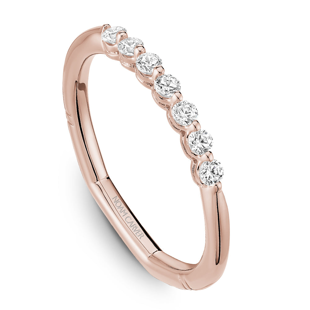 Noam Carver Rose Gold Seven Diamond Shared Prong Wedding Band