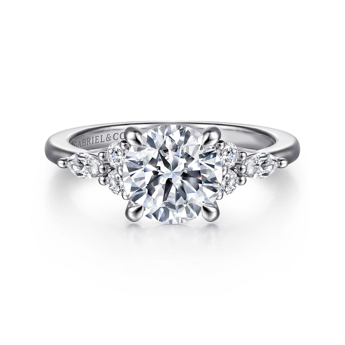Gabriel & Co. "Avah" Diamond Cluster Engagement Ring ER16125R6W44JJ in 14K white gold