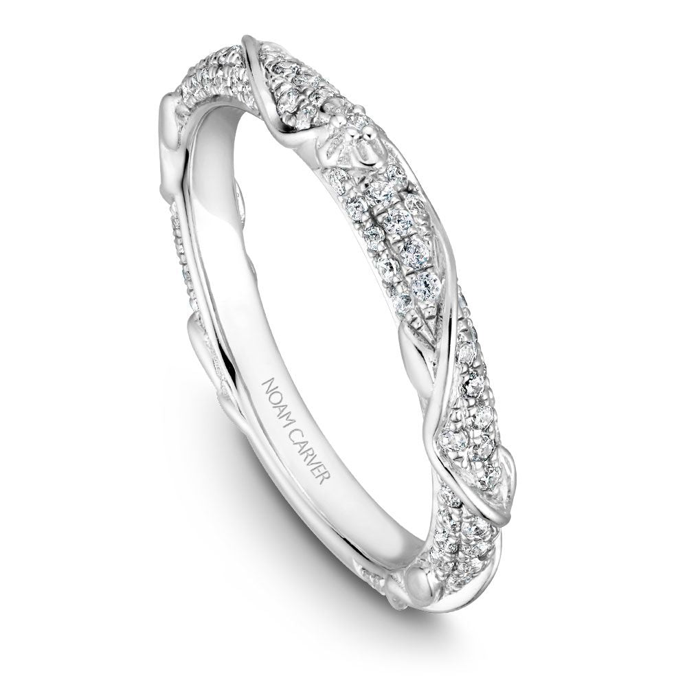 Noam Carver White Gold Intricate Floral Nature Inspired Diamond Wedding Band