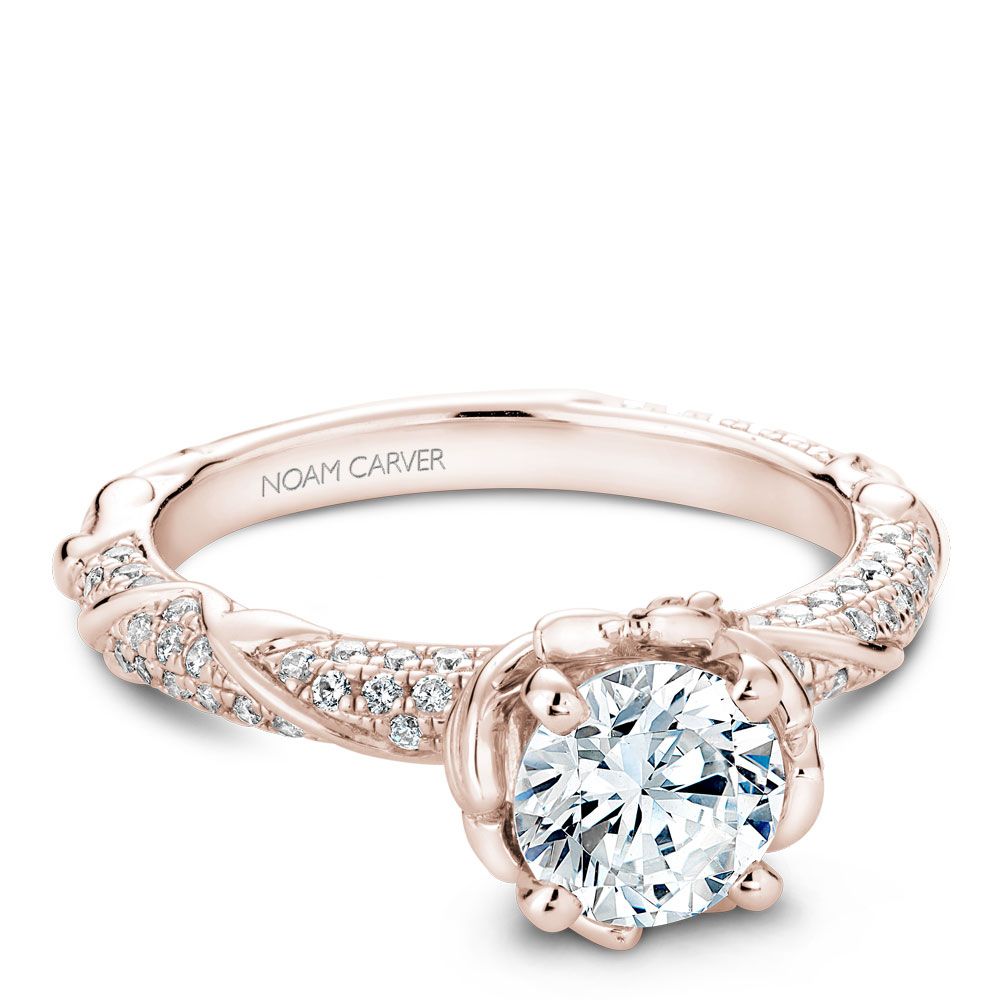 Noam Carver Rose Gold Intricate Floral Nature Inspired Diamond Engagement Ring