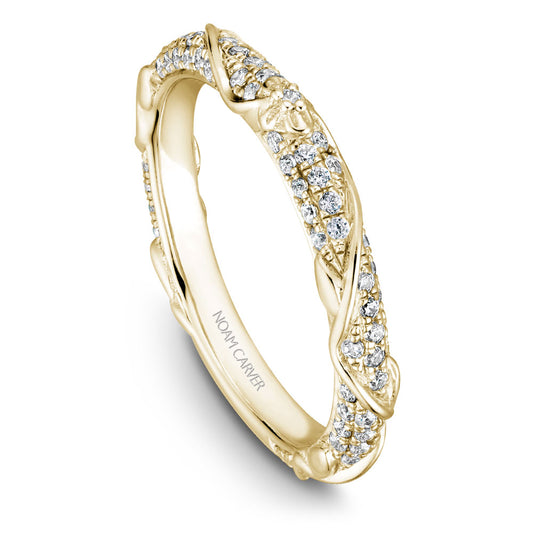 Noam Carver Yellow Gold Intricate Floral Nature Inspired Diamond Wedding Band
