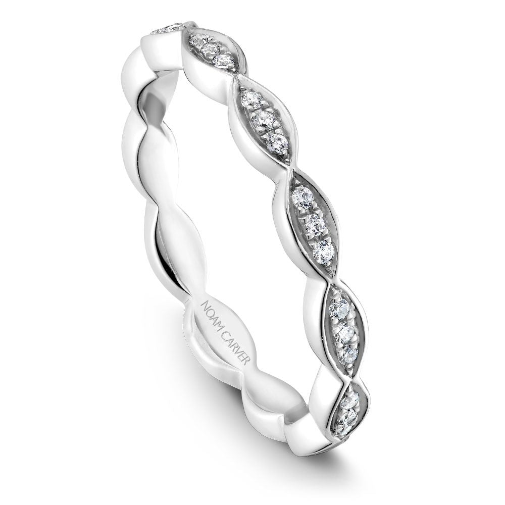 Noam Carver White Gold Diamond Scallop Wedding Band