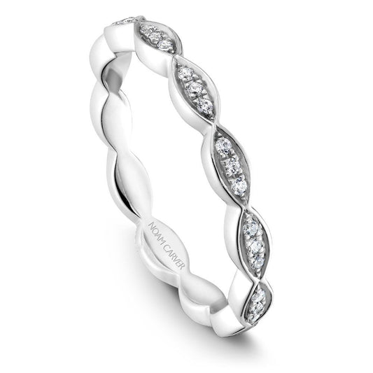 Noam Carver White Gold Diamond Scallop Wedding Band