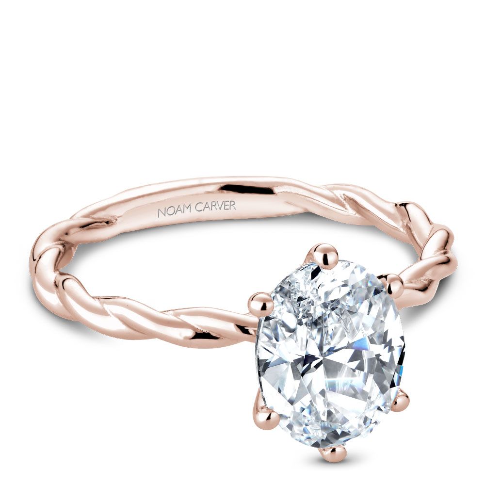 Noam Carver Rose Gold High Polished Twist Oval Center Diamond Engagement Ring