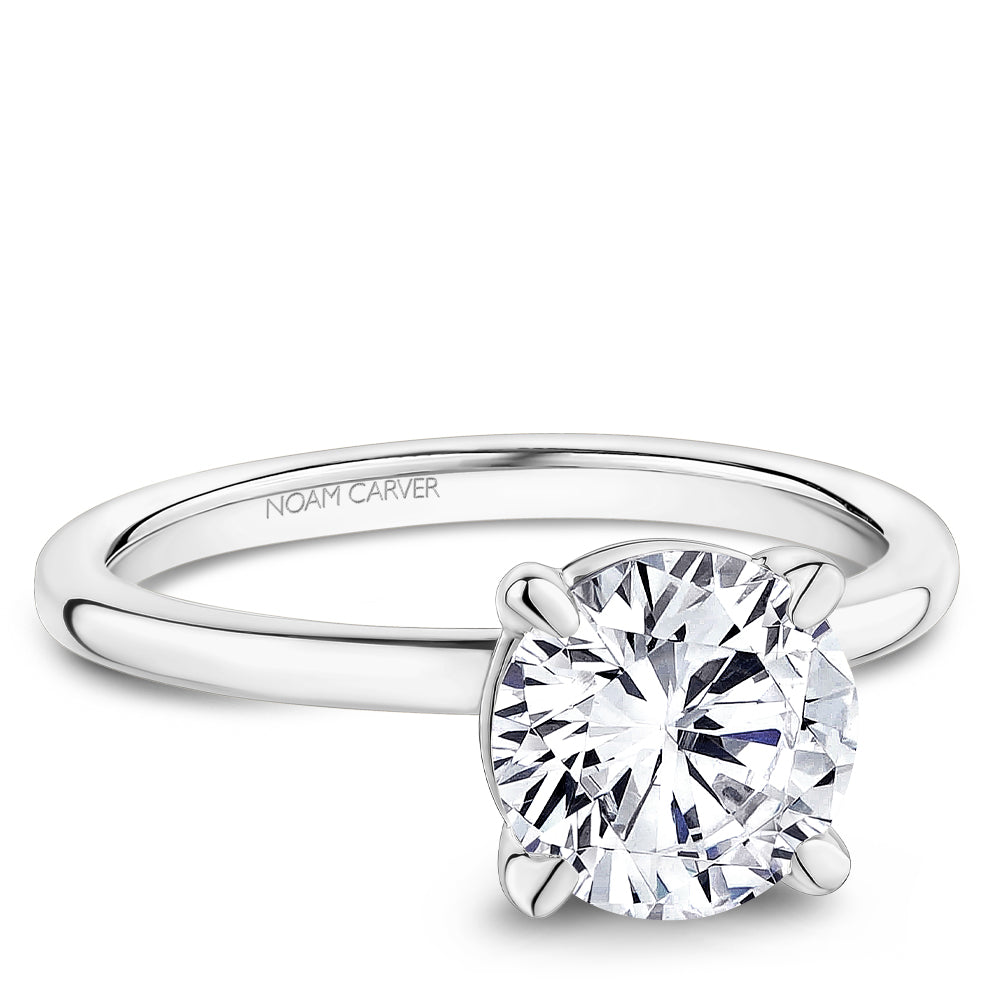 Noam Carver White  Gold High Polish Round Cut Solitaire Two-Tone Engagement Ring with High Polish Finish.