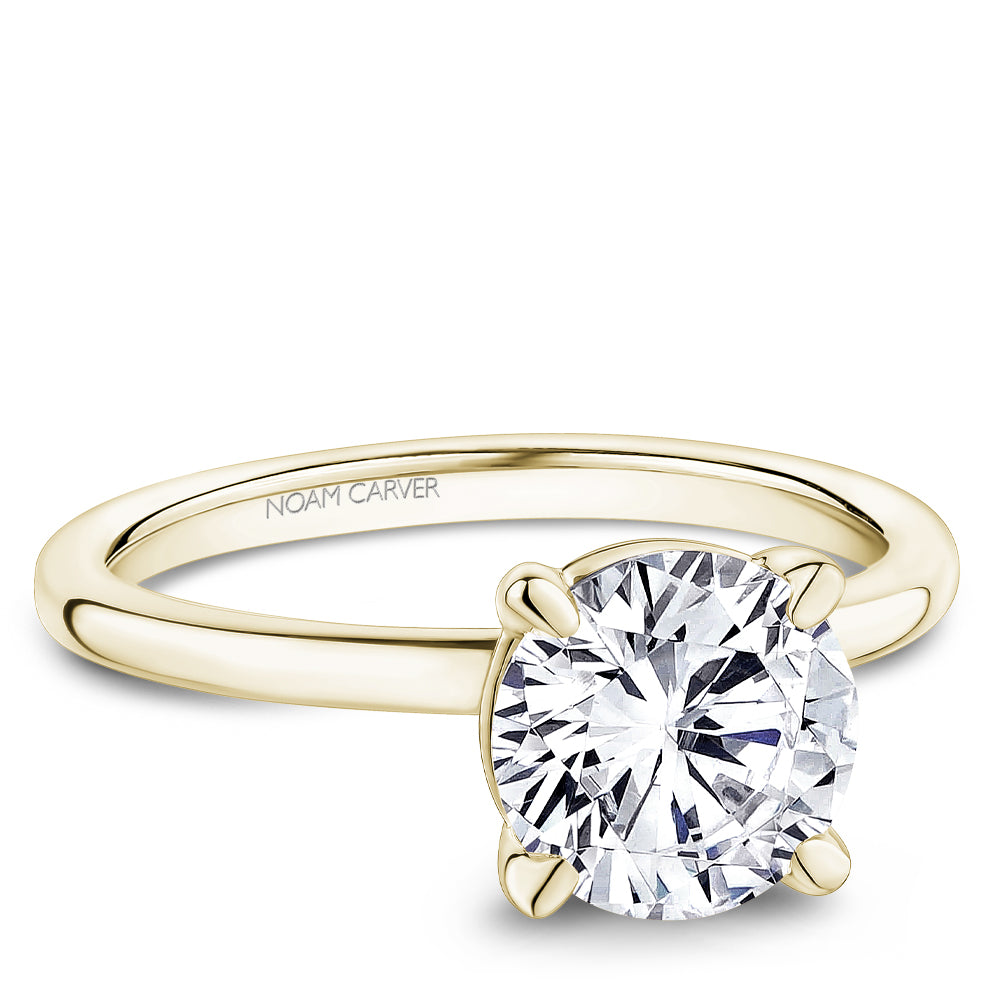 Noam Carver Yellow Gold High Polish Round Cut Solitaire Yellow Gold Engagement Ring with High Polish Finish.