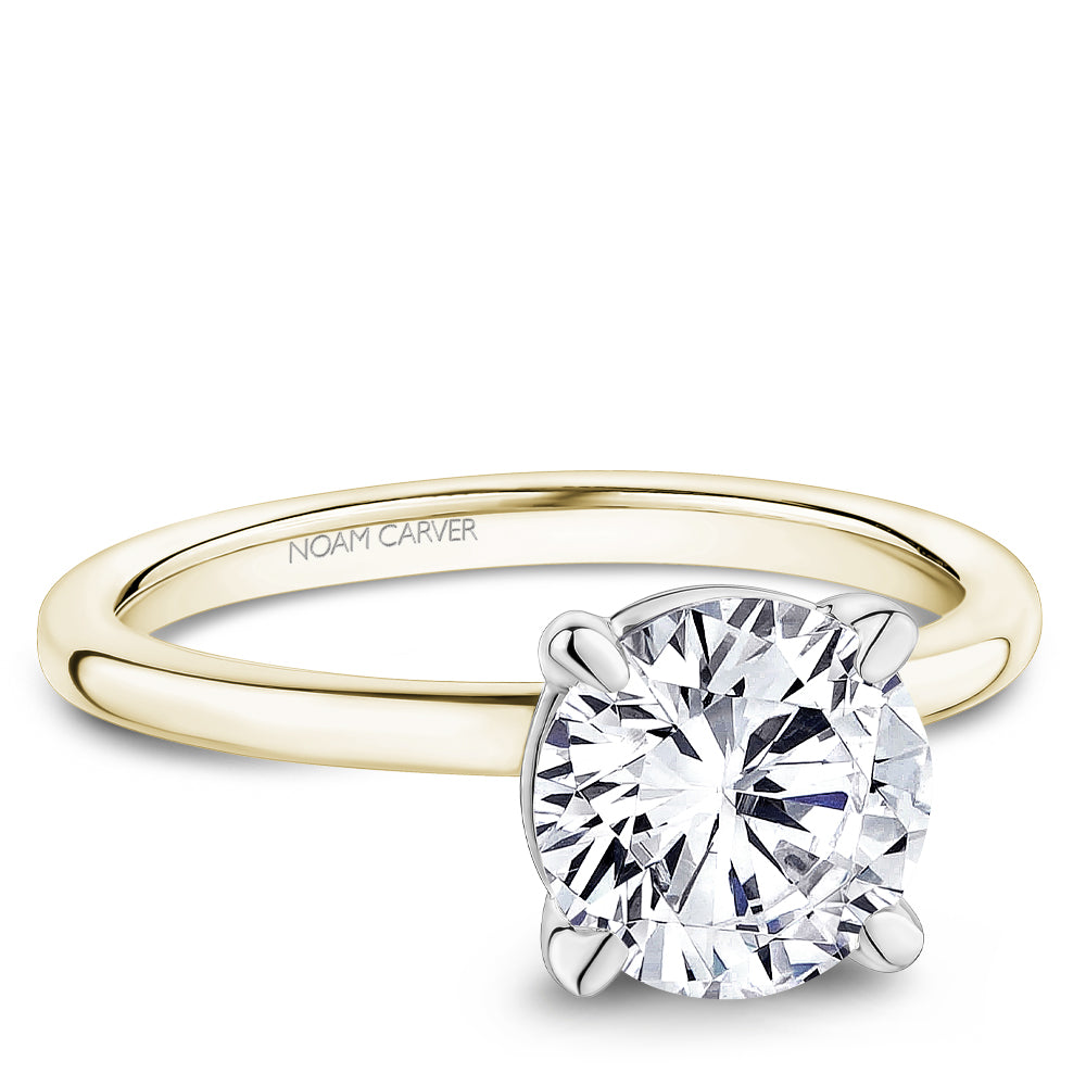 Noam Carver Two-Tone Yellow & White  Gold High Polish Round Cut Solitaire Two-Tone Engagement Ring with High Polish Finish.