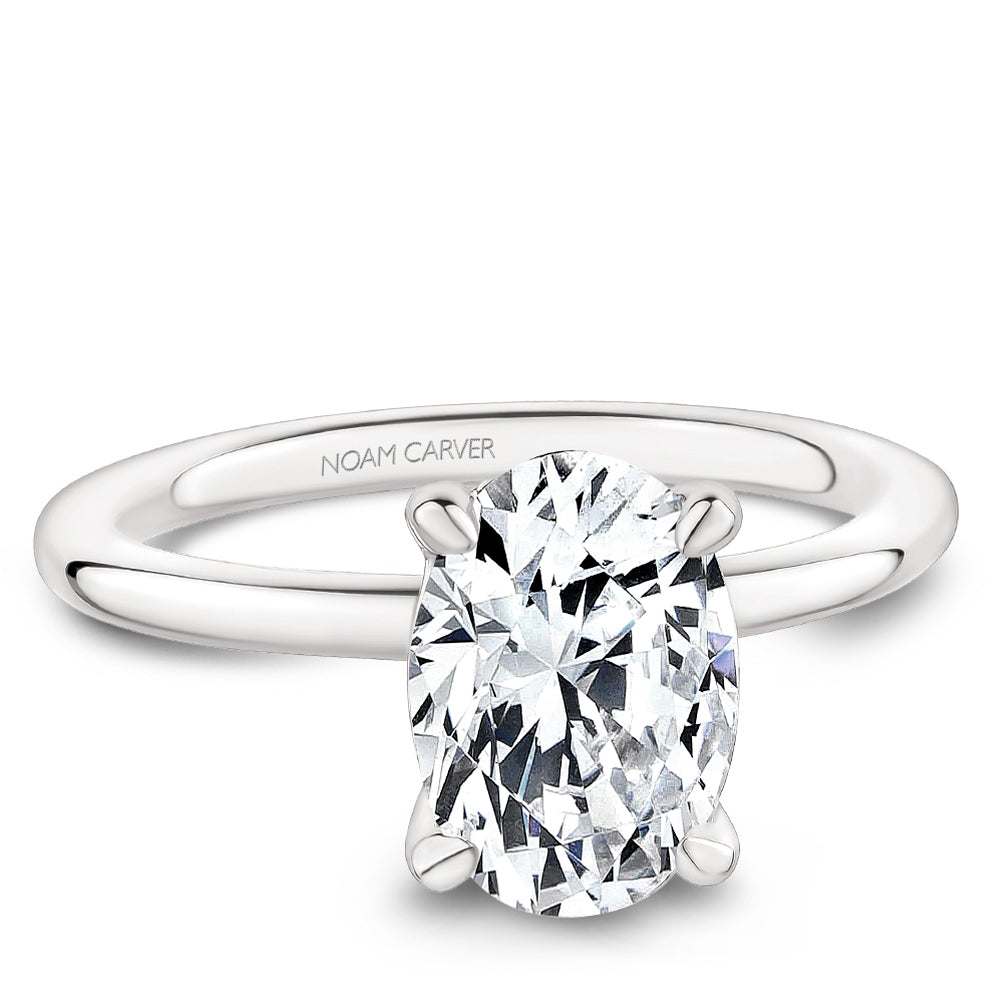 Noam Carver White Gold Two-Tone High Polish Oval Cut Solitaire Engagement Ring