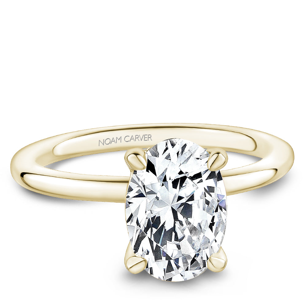 Noam Carver Yellow Gold Two-Tone High Polish Oval Cut Solitaire Engagement Ring