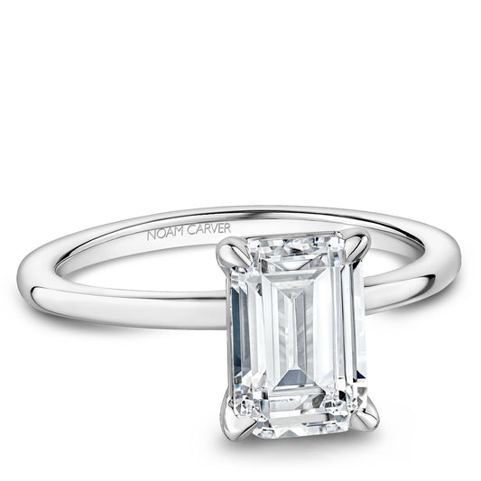 Noam Carver White Gold Emerald Cut High Polish Solitaire Engagement Ring