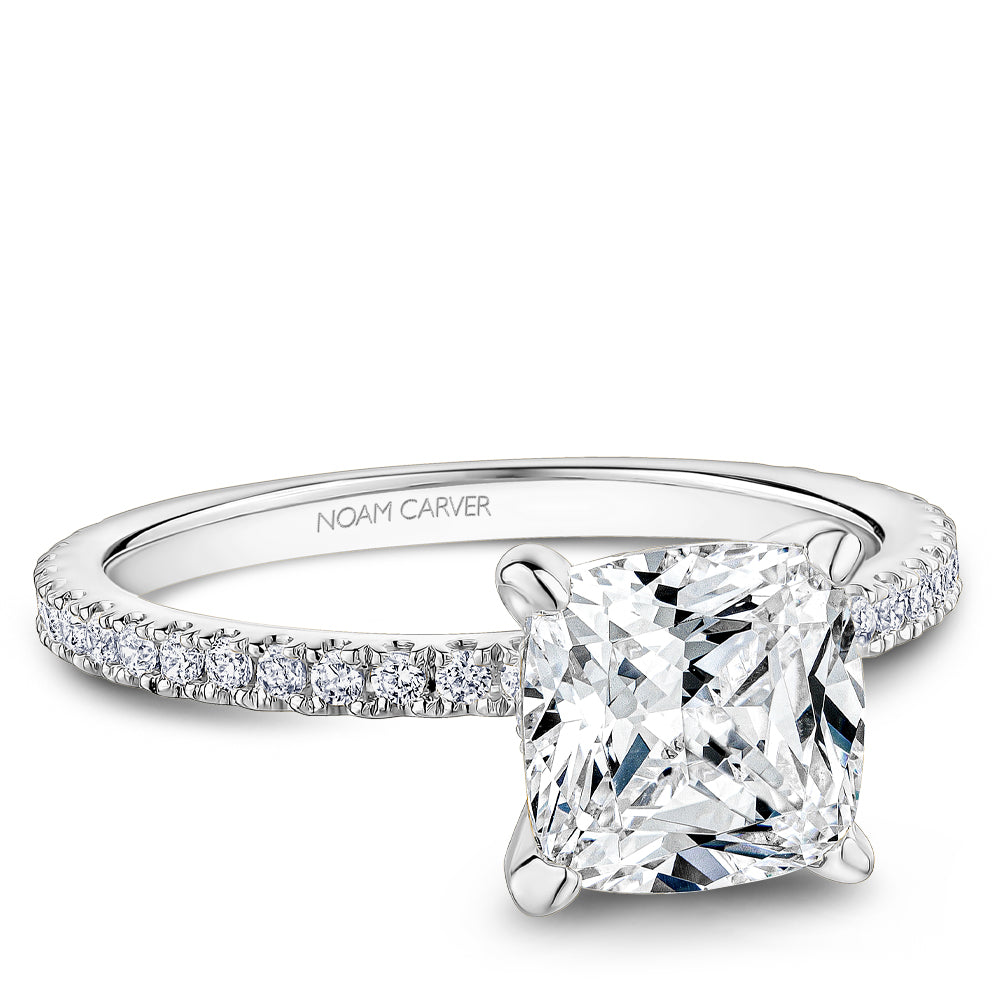 Noam Carver White Gold Hidden Halo French Set Diamond Engagement Ring