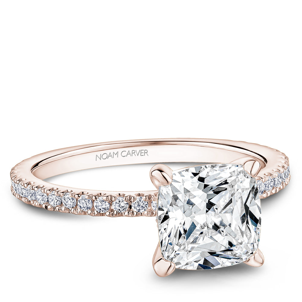 Noam Carver Rose Gold Hidden Halo French Set Diamond Engagement Ring
