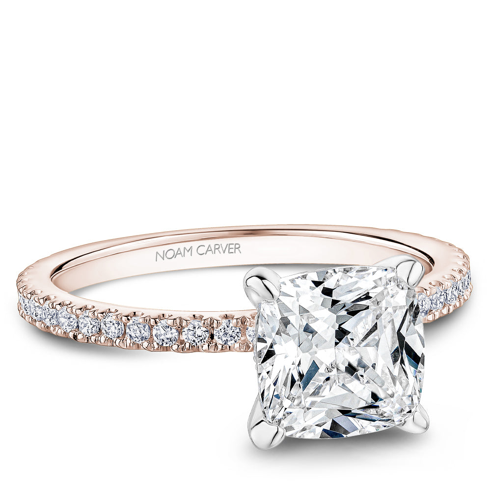 Noam Carver Rose & White Gold Hidden Halo French Set Diamond Engagement Ring