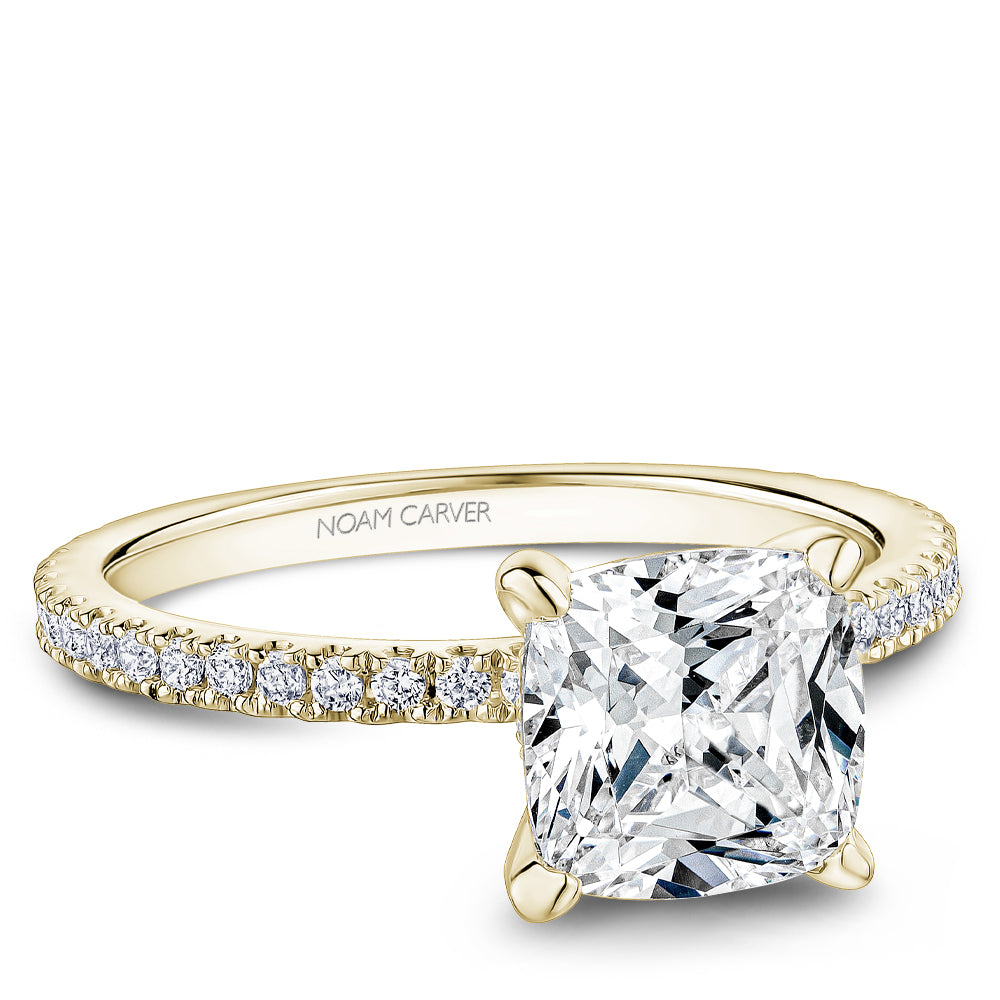 Noam Carver Yellow Gold Hidden Halo French Set Diamond Engagement Ring