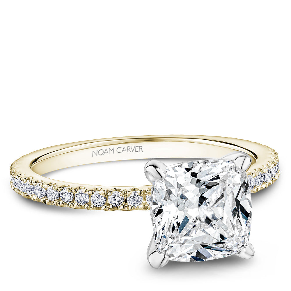Noam Carver Yellow & White Gold Hidden Halo French Set Diamond Engagement Ring