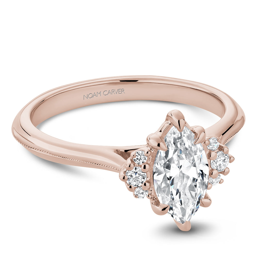 Noam Carver Rose Gold Knife Edge Diamond Engagement Ring