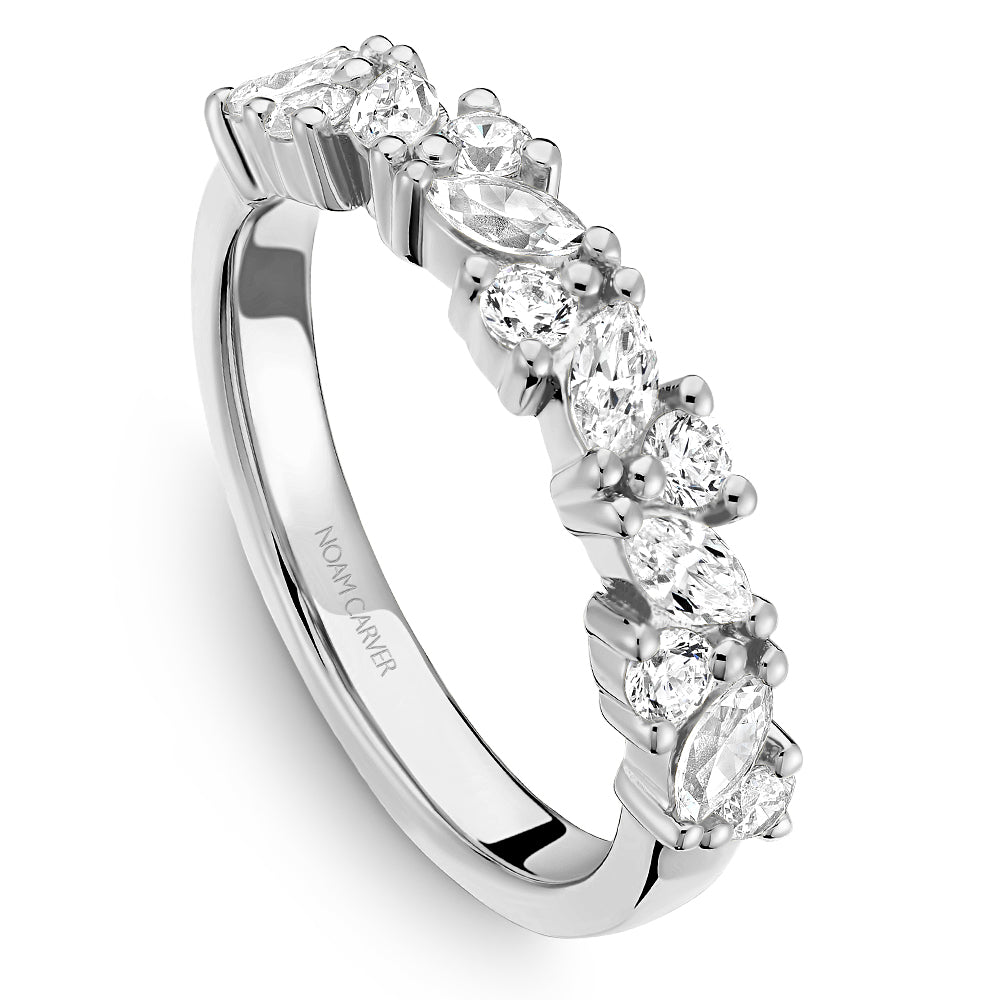 Noam Carver White Gold Marquise & Round Cut Diamond Wedding Band