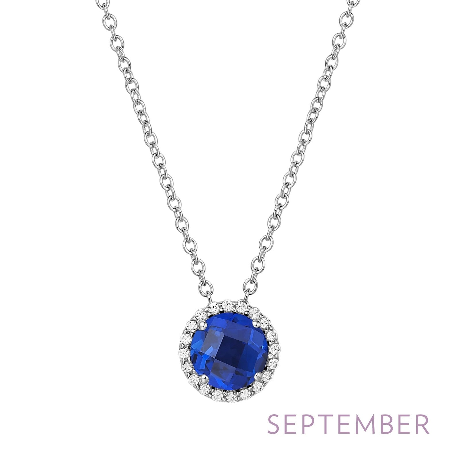 Lafonn Lab-Grown Sapphire September Birthstone Halo Necklace