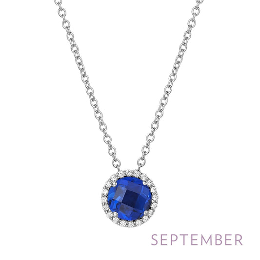 Lafonn Lab-Grown Sapphire September Birthstone Halo Necklace