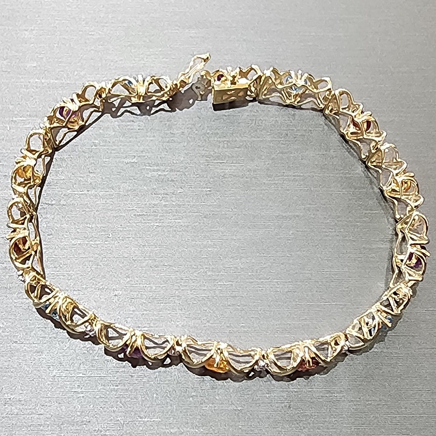 Ben Garelick 10K Yellow Gold and Multi Color Gemstone 7.5 Inch Bracelet