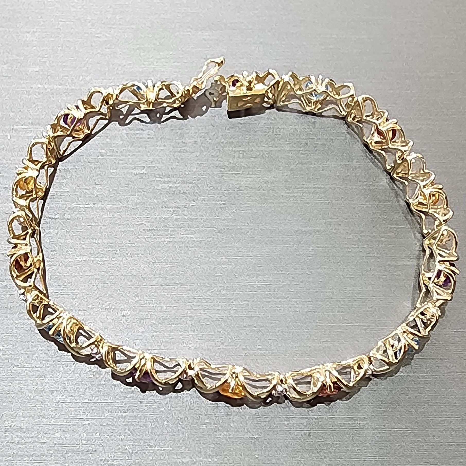 Ben Garelick 10K Yellow Gold and Multi Color Gemstone 7.5 Inch Bracelet