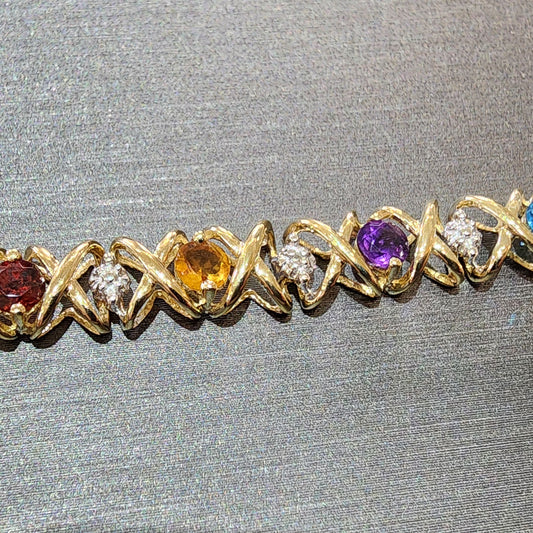 Ben Garelick 10K Yellow Gold and Multi Color Gemstone 7.5 Inch Bracelet