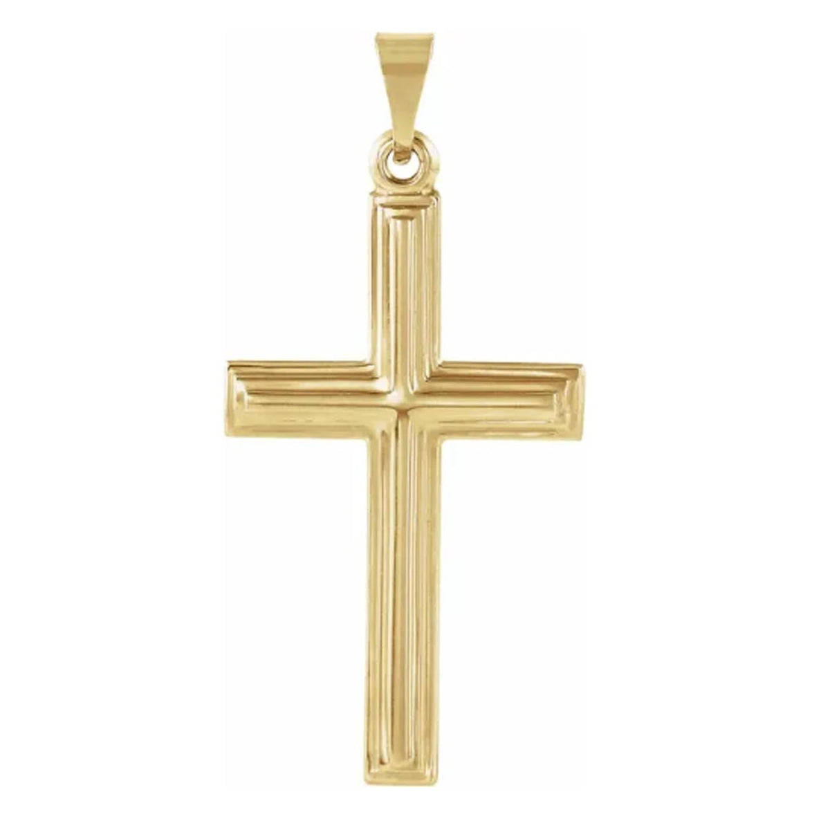 Ben Garelick 14K yellow gold high polished carved cross pendant, 24 x 14mm