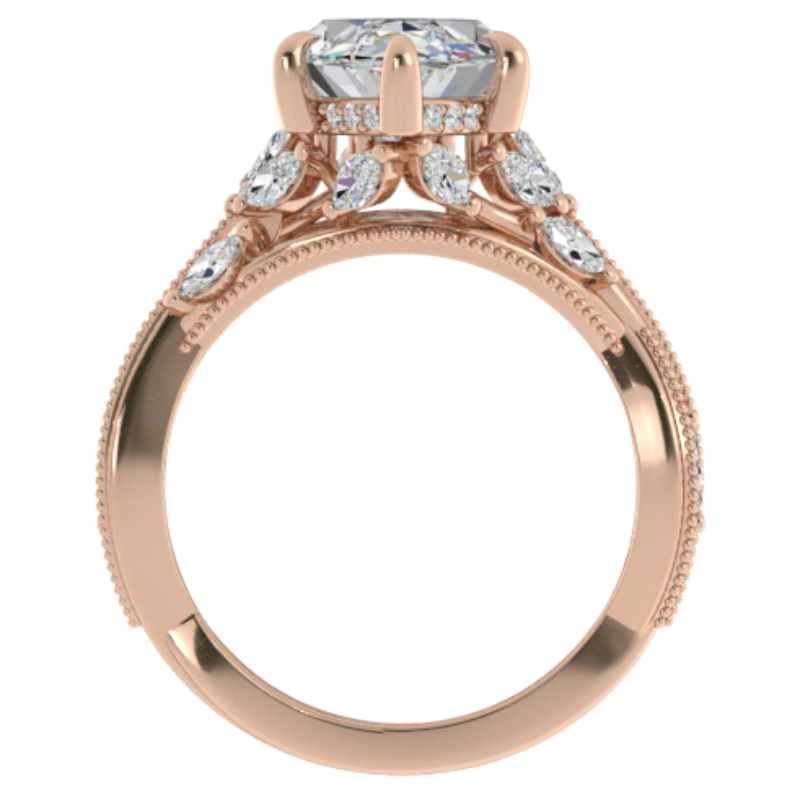 Ben Garelick Bellatrix 4.00 Carat Marquise Diamond Rose Gold Crown Engagement Ring Front