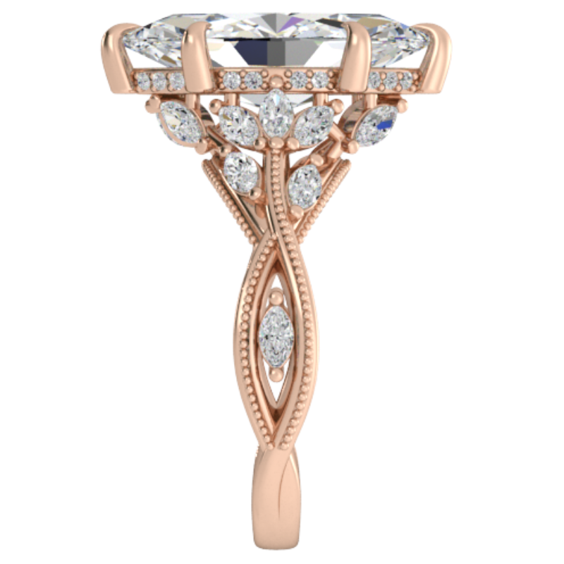Ben Garelick Bellatrix 4.00 Carat Marquise Diamond Rose Gold Crown Engagement Ring Right