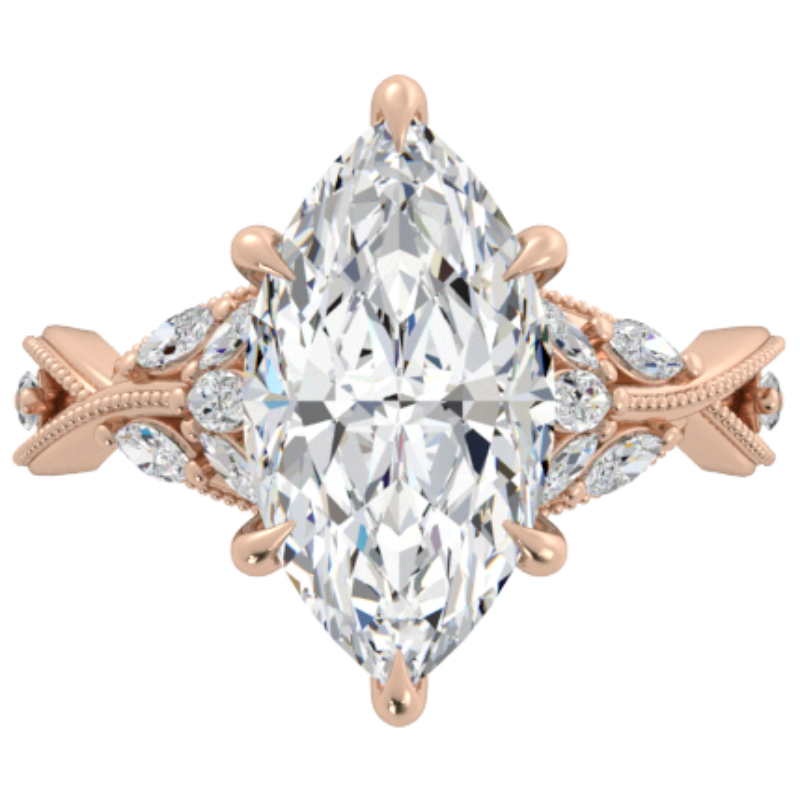 Ben Garelick Bellatrix 4.00 Carat Marquise Diamond Rose Gold Crown Engagement Ring Top