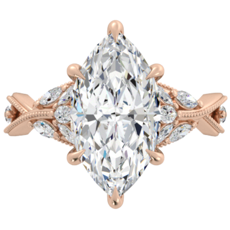 Ben Garelick Bellatrix 4.00 Carat Marquise Diamond Rose Gold Crown Engagement Ring Top