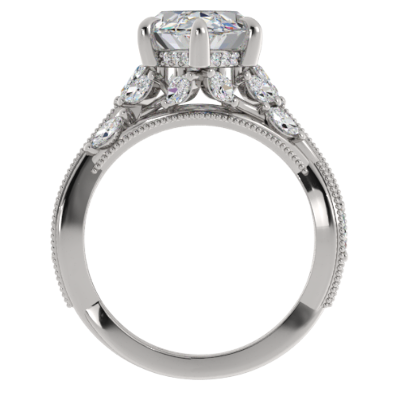 Ben Garelick Bellatrix 4.00 Carat Marquise Diamond White Gold Crown Engagement Ring Front