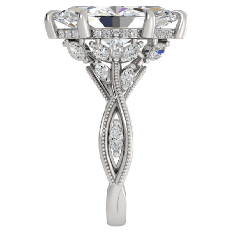 Ben Garelick Bellatrix 4.00 Carat Marquise Diamond White Gold Crown Engagement Ring Right