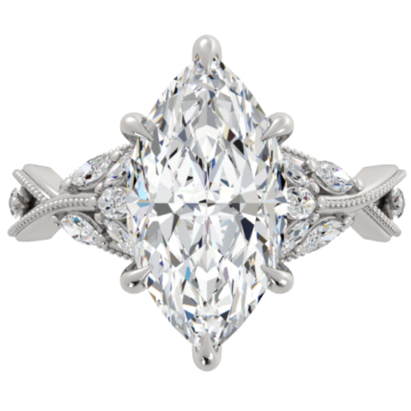 Ben Garelick Bellatrix 4.00 Carat Marquise Diamond White Gold Crown Engagement Ring Top