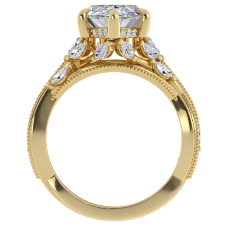 Ben Garelick Bellatrix 4.00 Carat Marquise Diamond Yellow Gold Crown Engagement Ring Front 