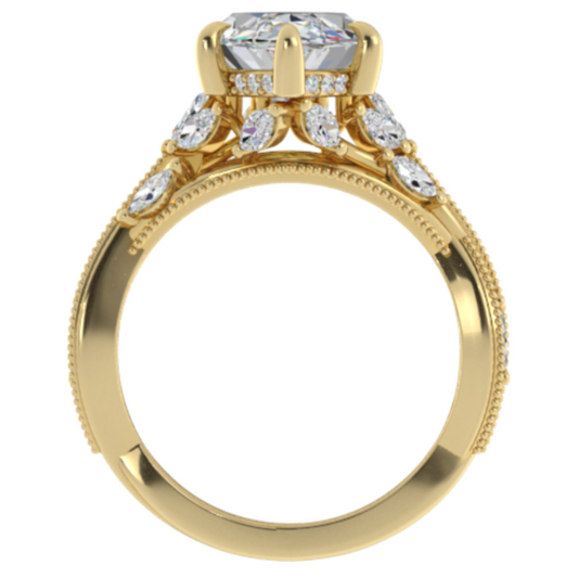 Ben Garelick Bellatrix 4.00 Carat Marquise Diamond Yellow Gold Crown Engagement Ring Front 