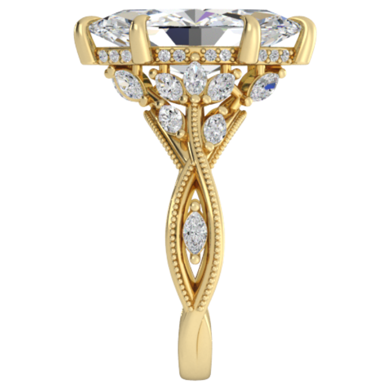 Ben Garelick Bellatrix 4.00 Carat Marquise Diamond Yellow Gold Crown Engagement Ring Right