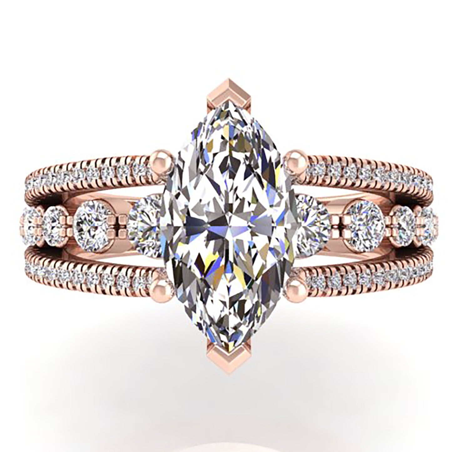 Ben Garelick Bianca Marquise Three Row Diamond Engagement Ring 