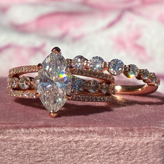 Ben Garelick Bianca Marquise Three Row Diamond Wedding Ring Set